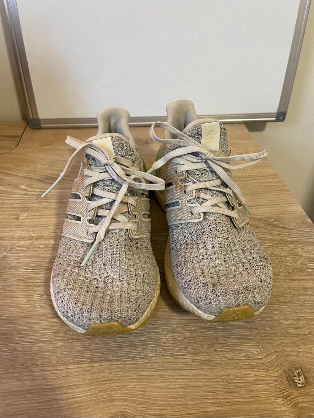 Adidas Ultraboost Light Gray Knit with Mint Heel